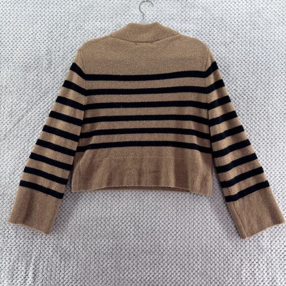 J CREW Sweater Womens XS Brown Black Striped PullOver Mock Neck Boxy Long Sleeve - Picture 5 of 10